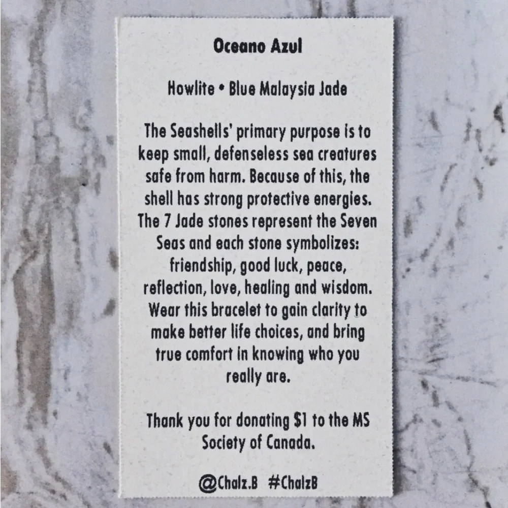 Howlite & Blue Jade Sea Shell Beaded Bracelet with Meaning Card - Picture 4 of 5